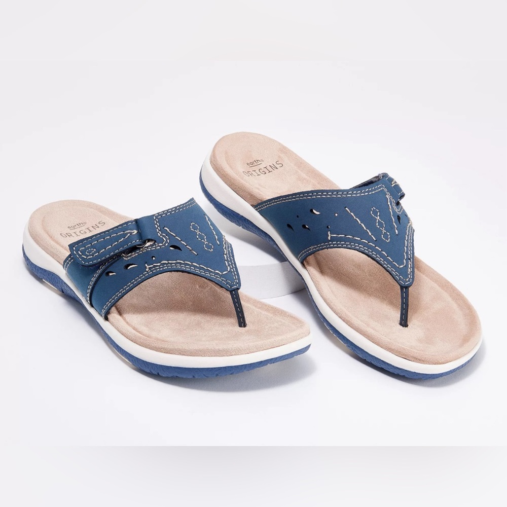 Earth Origins Serina Leather  Sport Thongs Sandals Size 10 M New